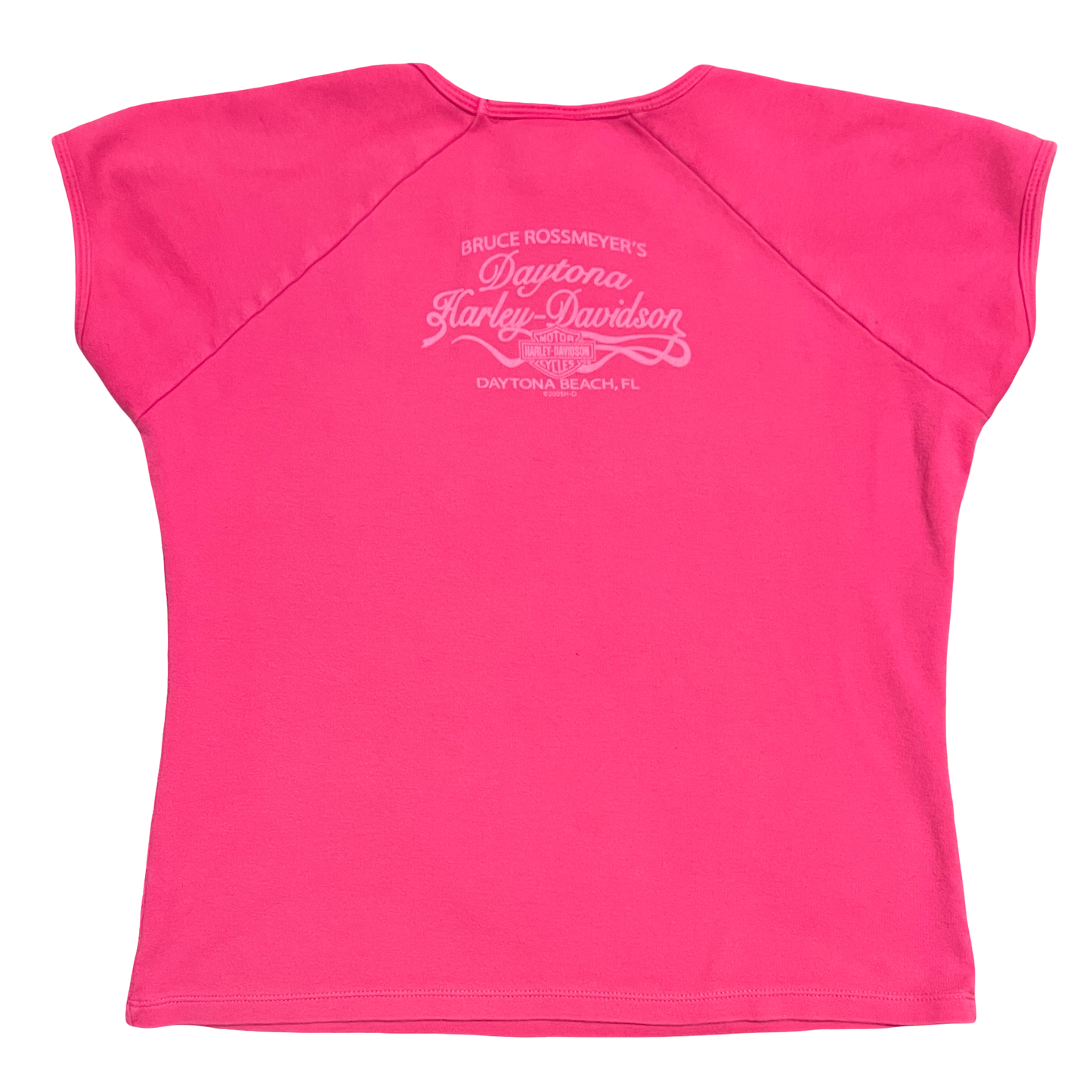 (L) 2005 daytona hot pink harley davidson baby tee