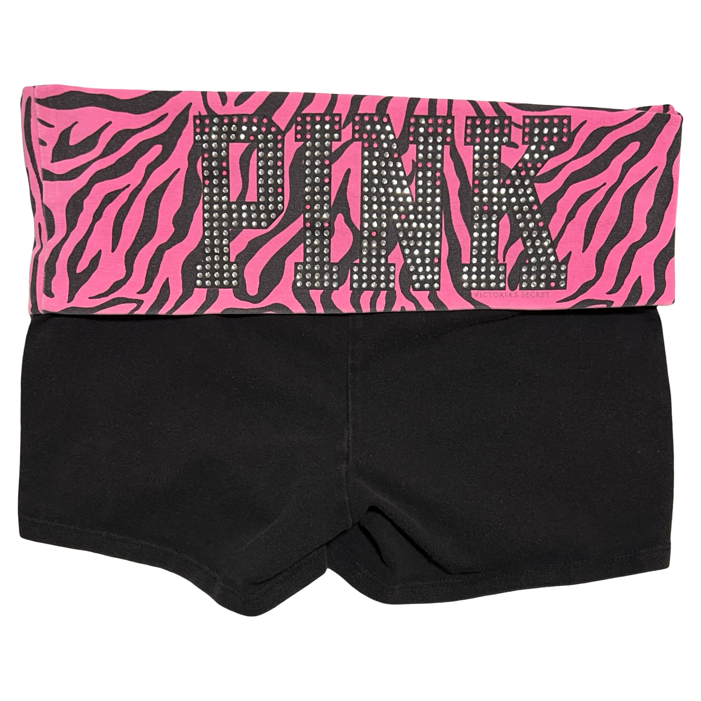(XS) victoria's secret pink zebra bedazzled mini fold over shorts