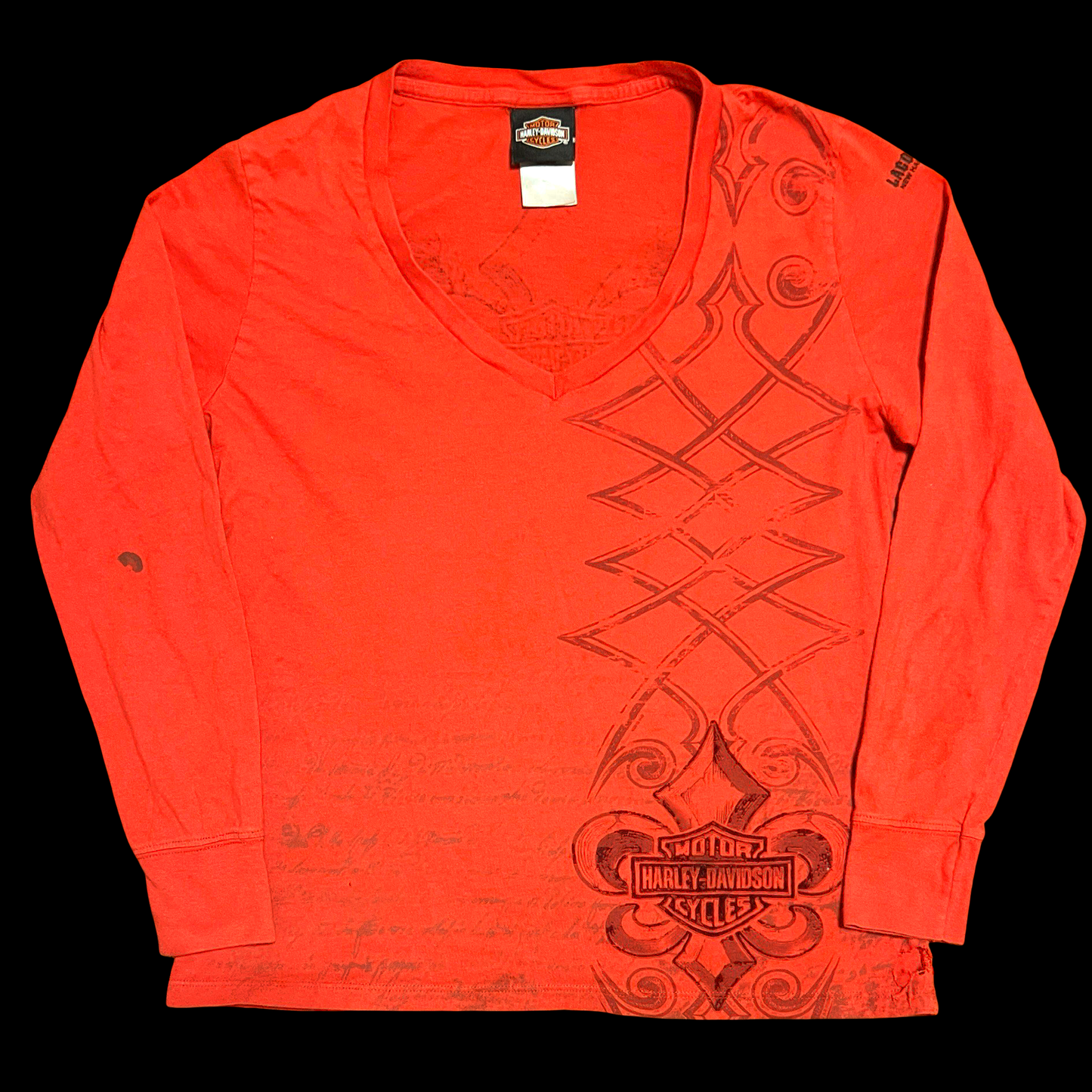 (L) harley davdison velvet crest wing long-sleeve