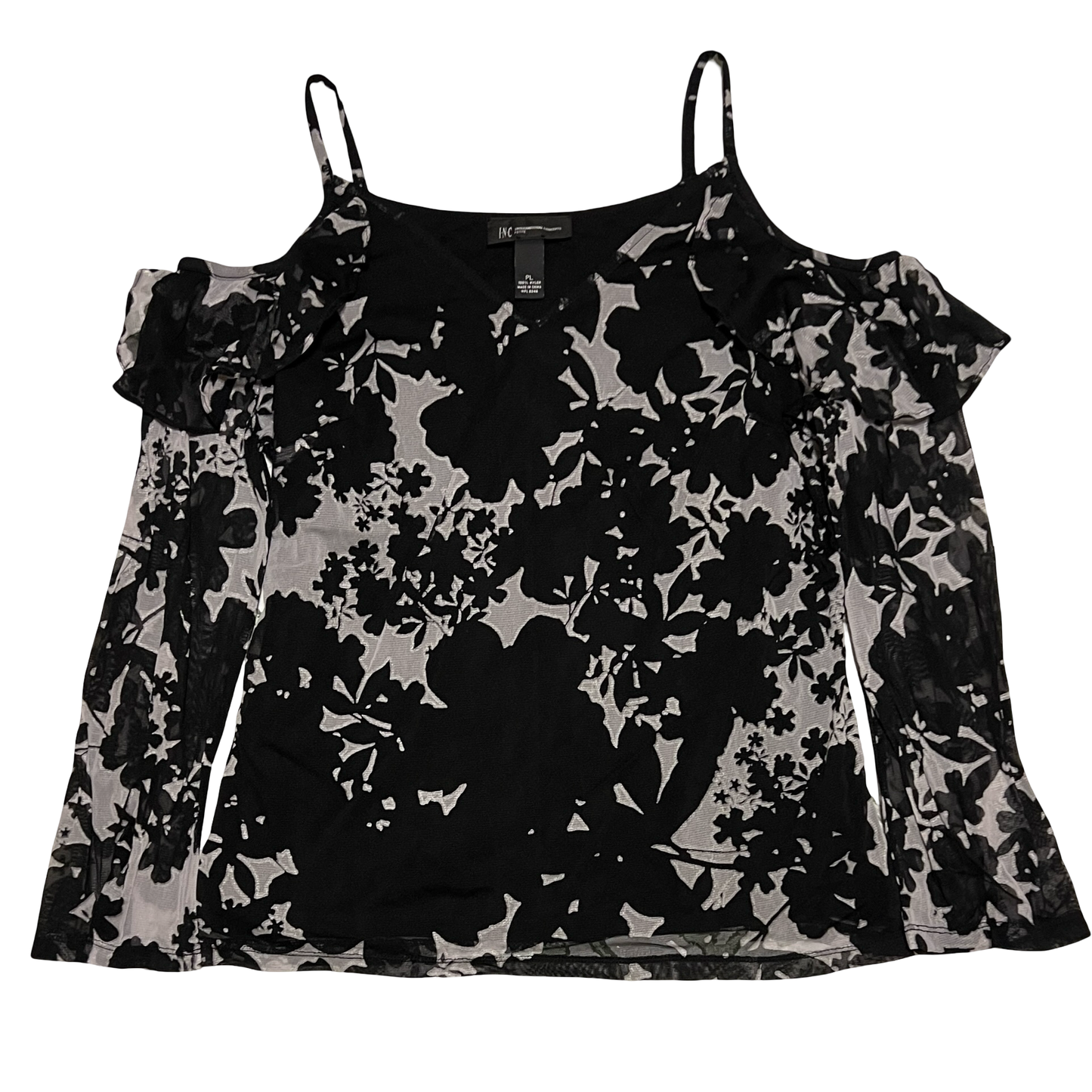 (PL) inc sheer sleeved off the shoulder top
