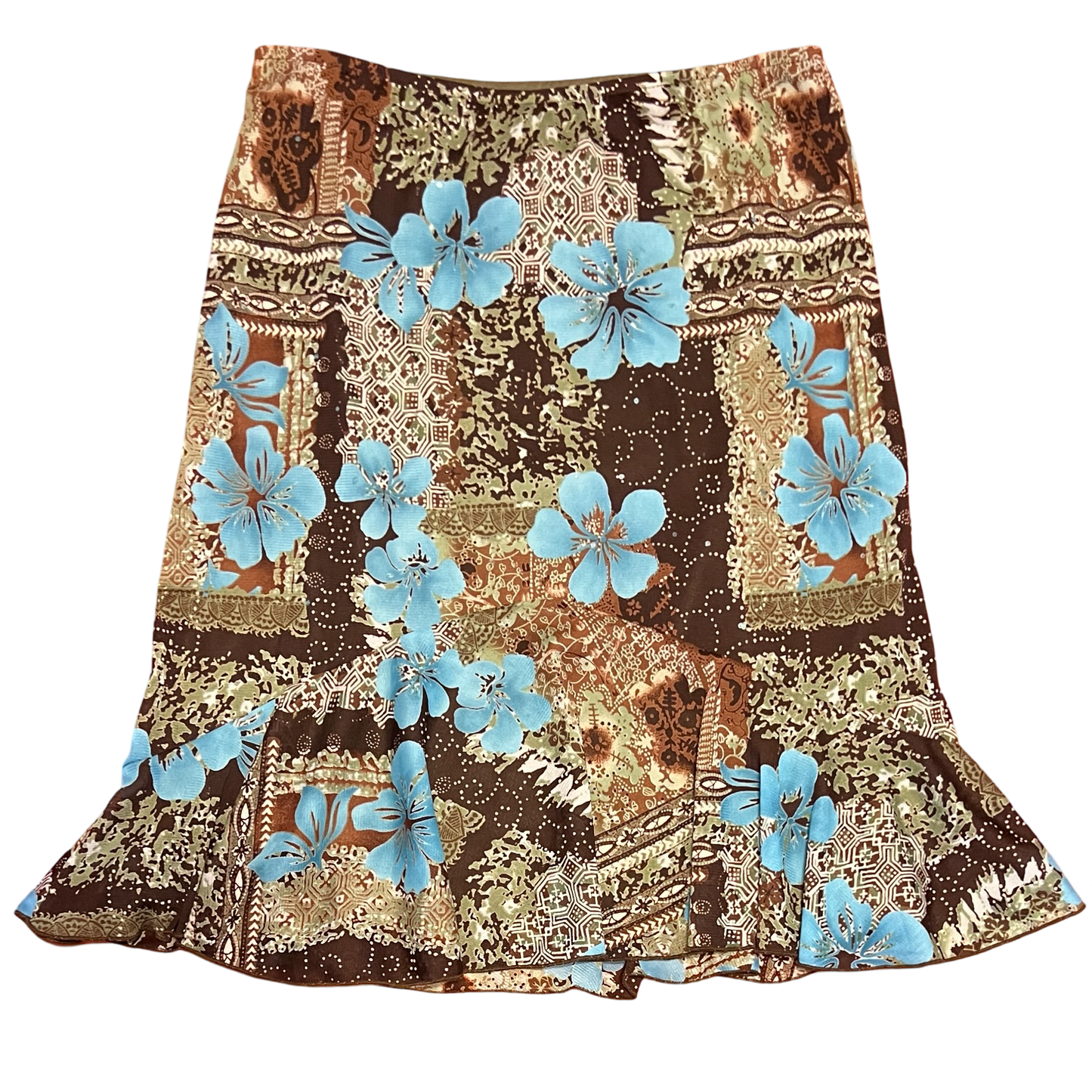 (P/M) IN studio petite hibiscus flower midi skirt