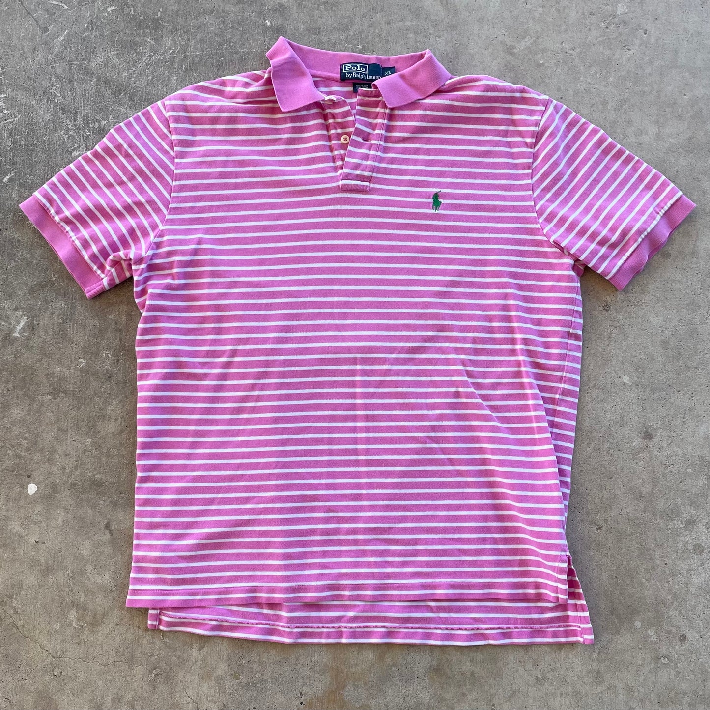 (XL) Polo striped pink shirt