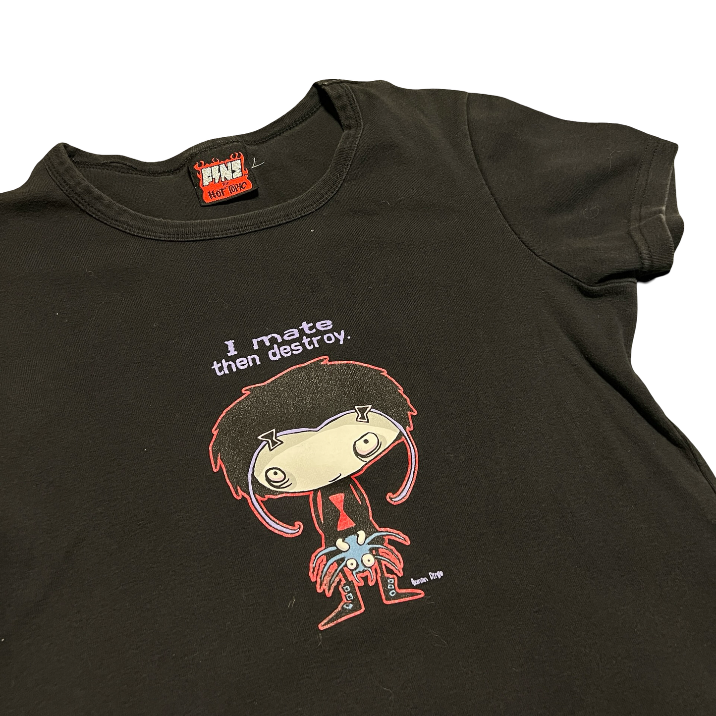 (L) vintage y2k hot topic roman dirge baby tee