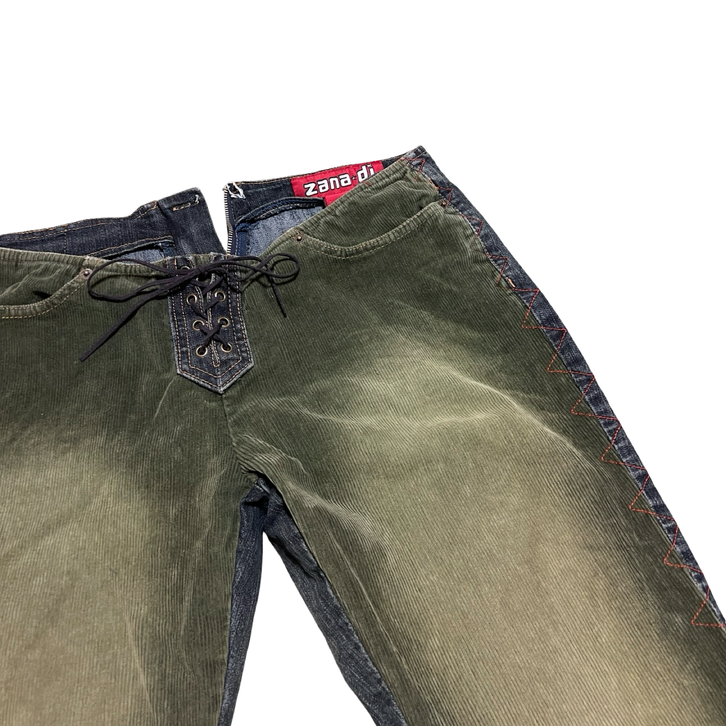 (5) zana-di green corduroy flare jeans