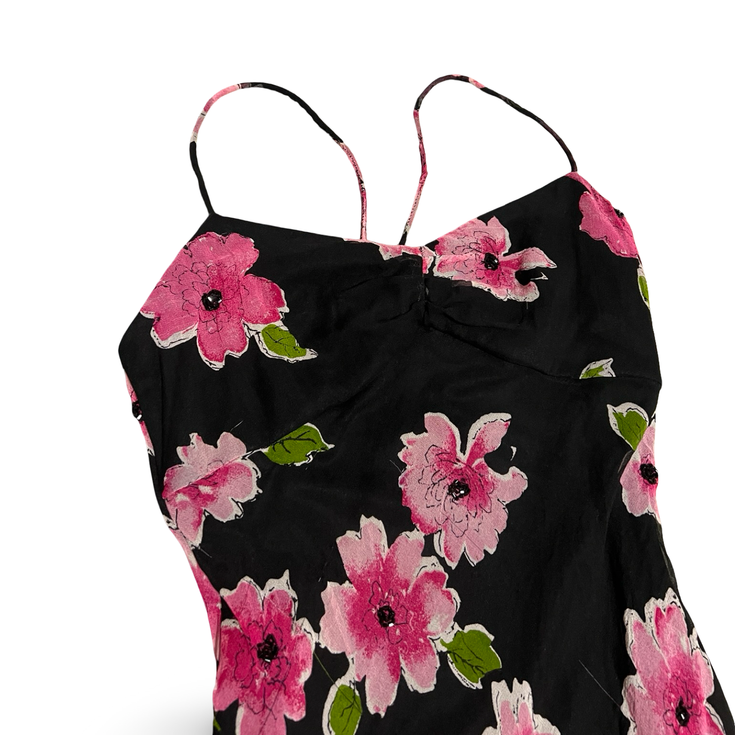 (2) cache maxi floral beaded dress