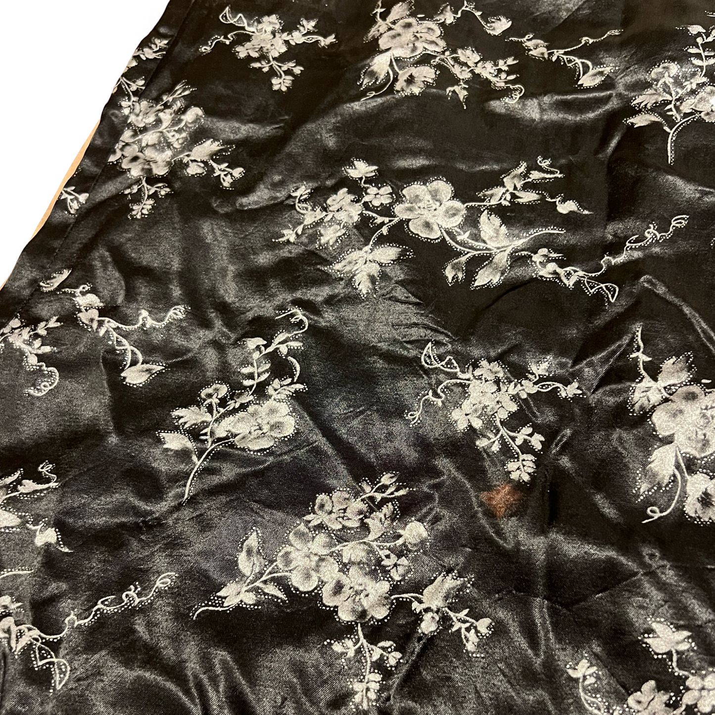 (26) vintage fashion bug black & silver floral maxi skirt