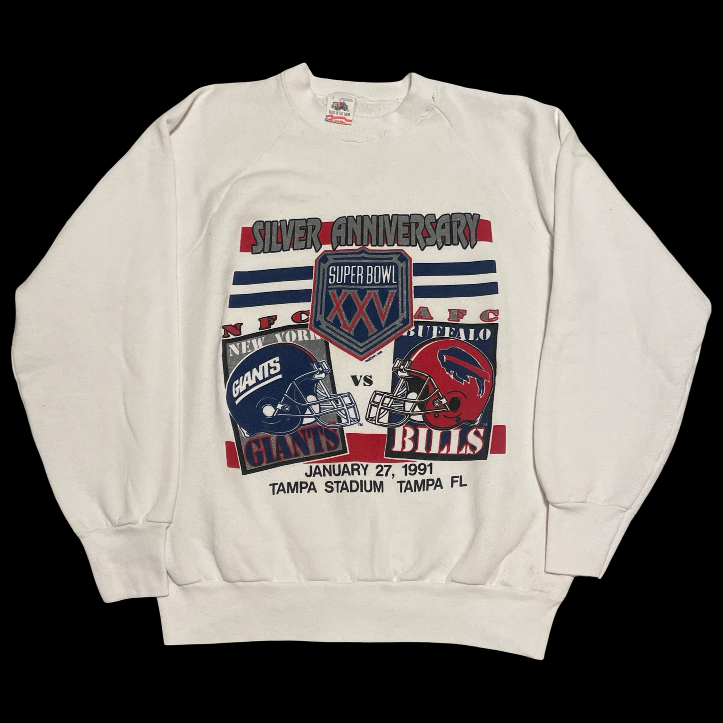 (L) 1991 Super bowl Giants Vs Bills crewneck