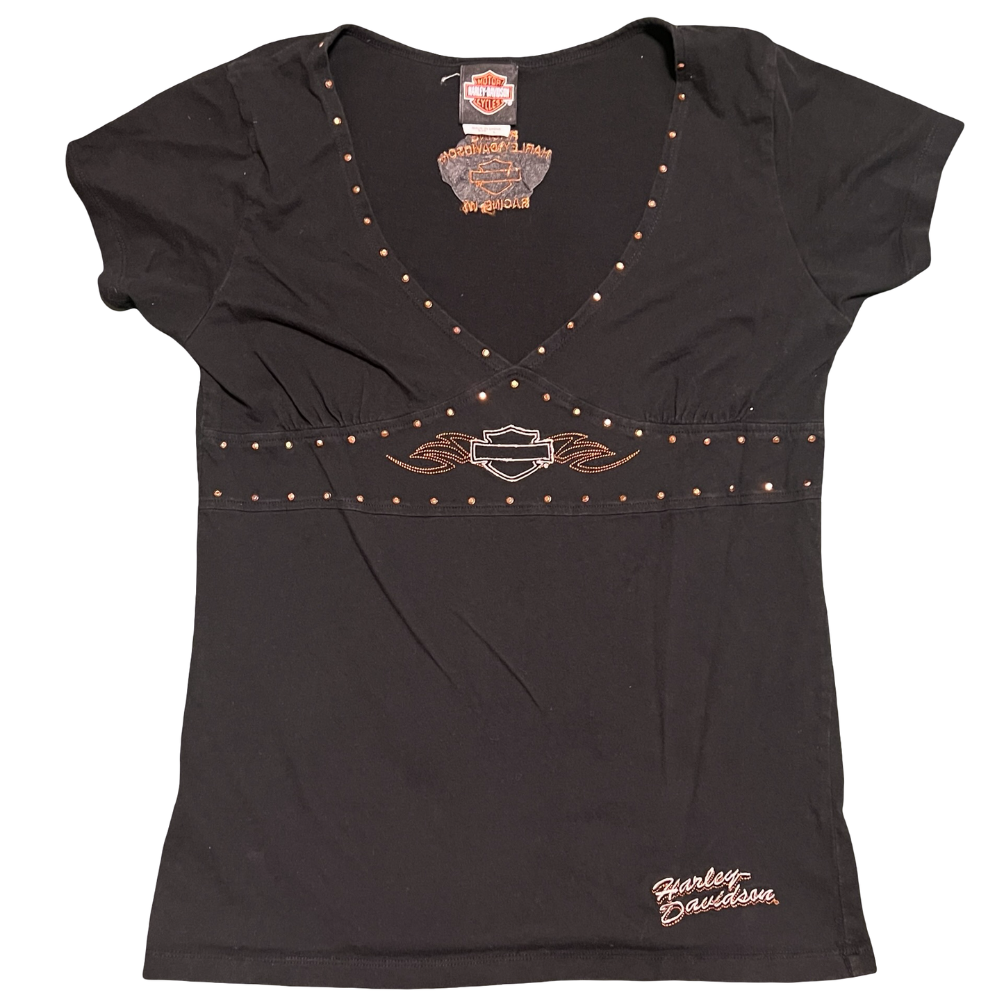 (L) harley davidson baby doll tee