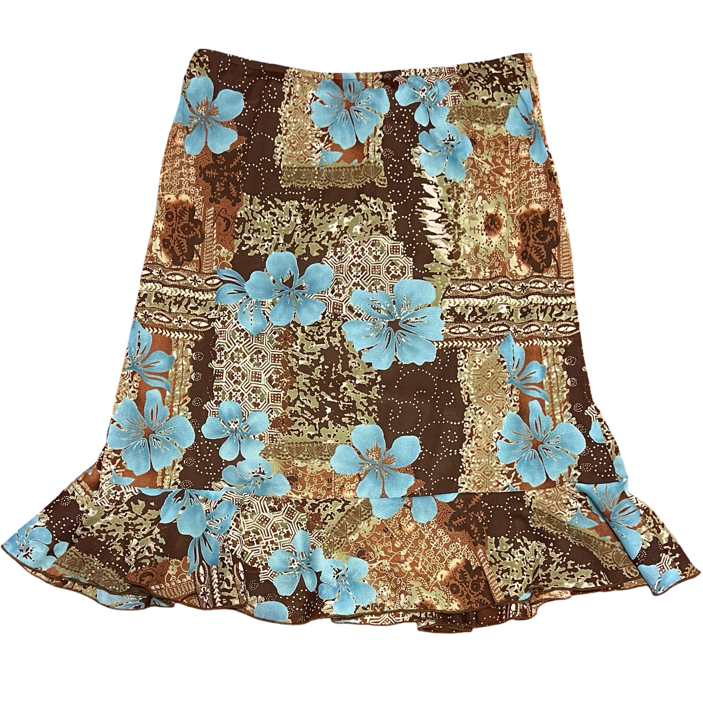 (P/M) IN studio petite hibiscus flower midi skirt