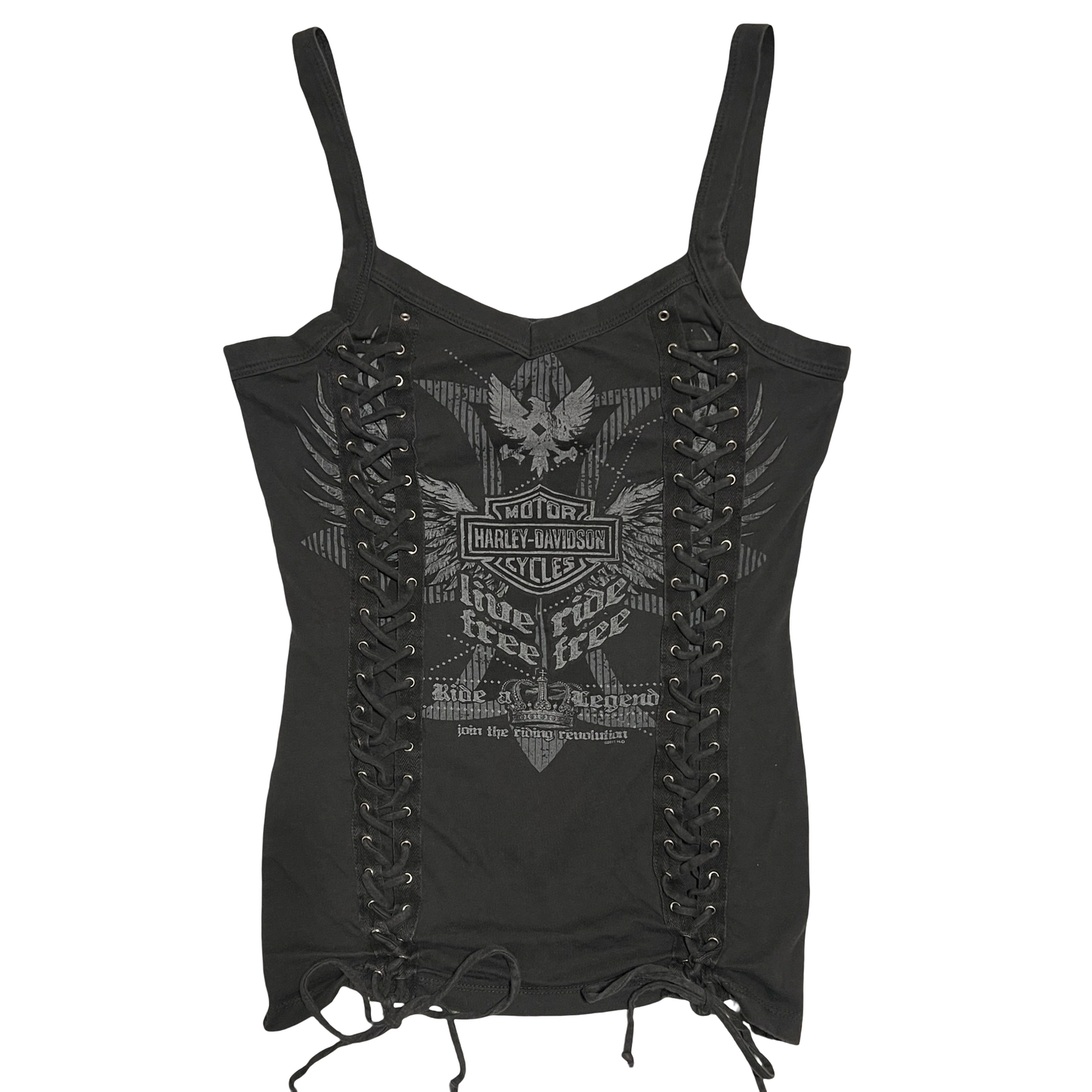 (M) 2011 harley davdison lace-up tank top