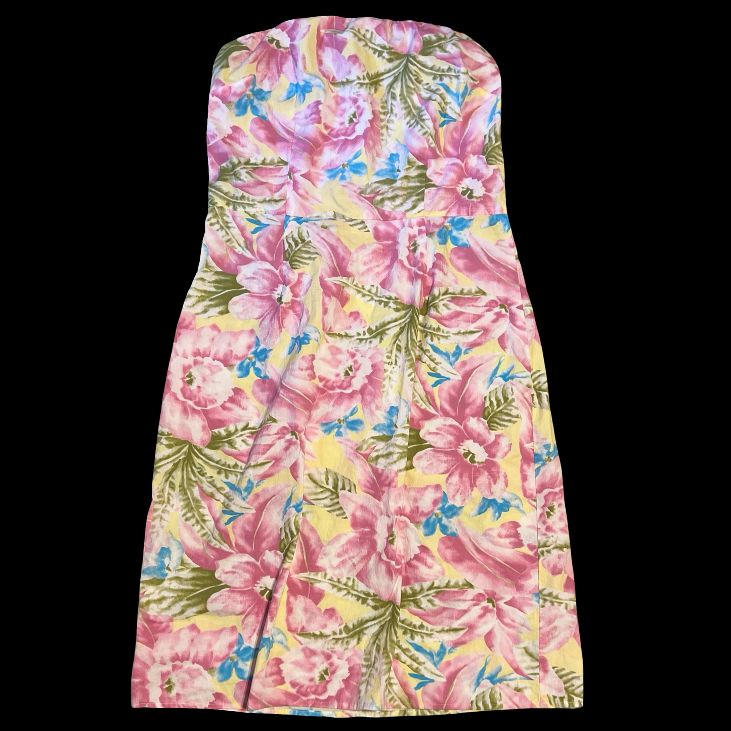 (9) peep studio strapless midi dress