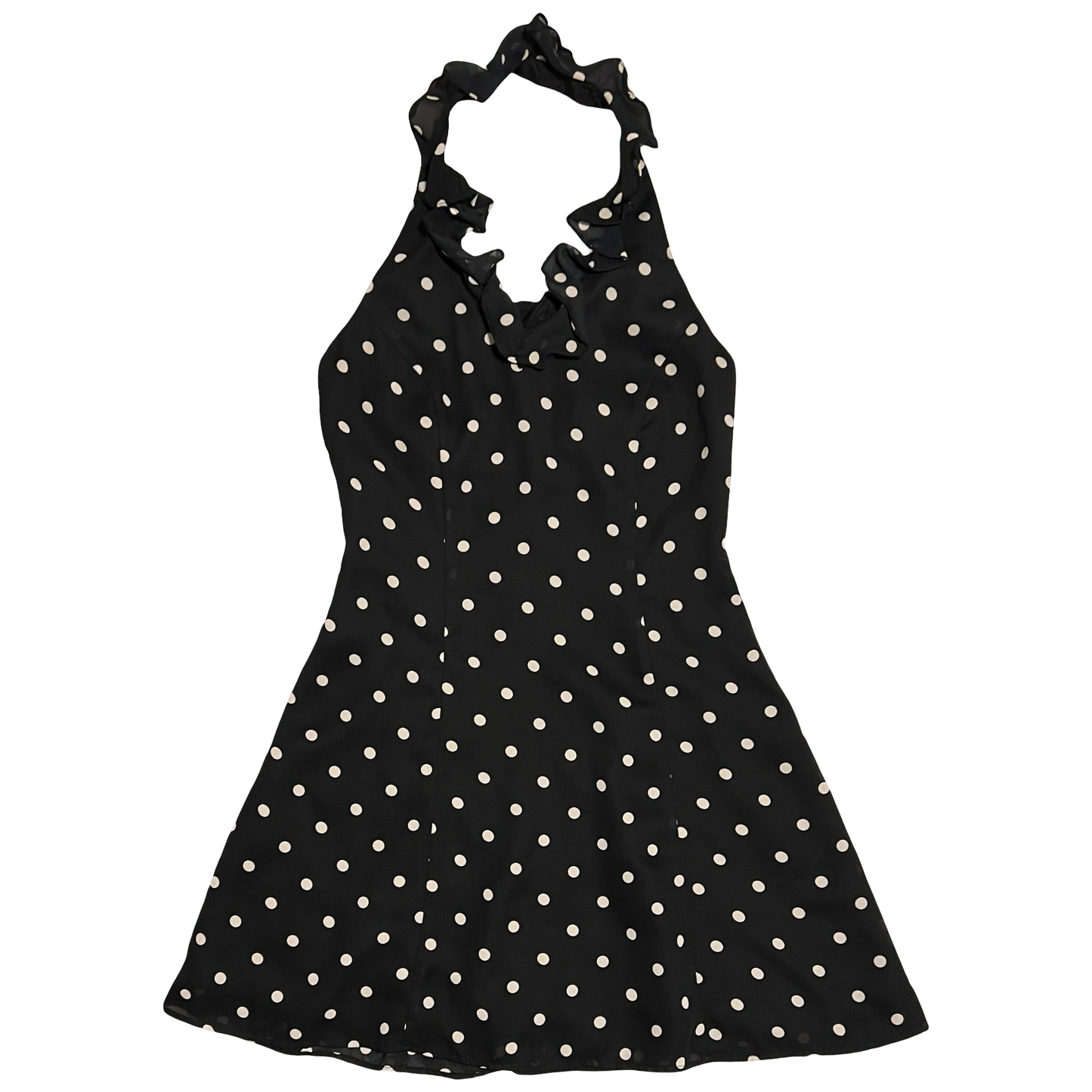 (7) blondie and me polka dot halter mini dress