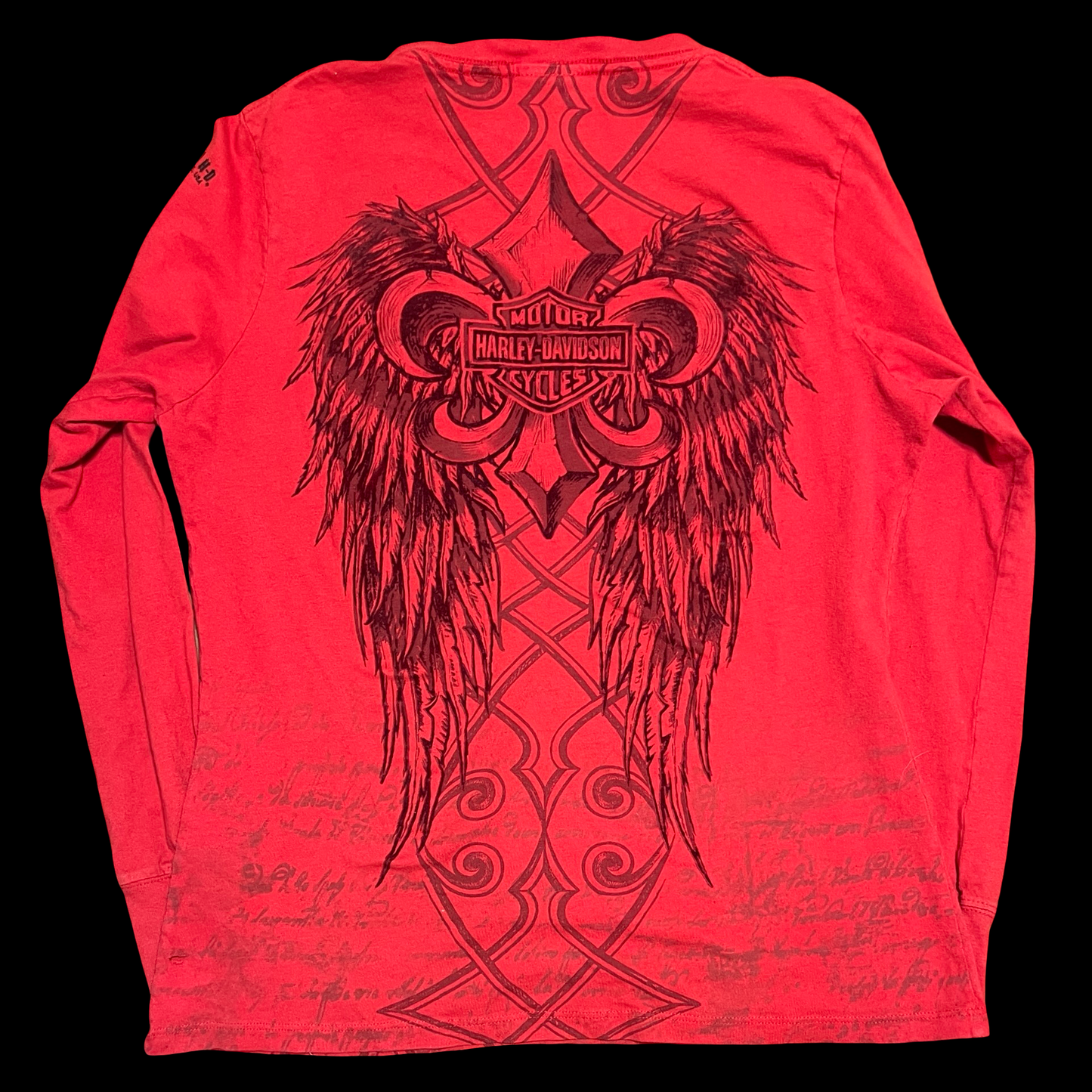 (L) harley davdison velvet crest wing long-sleeve