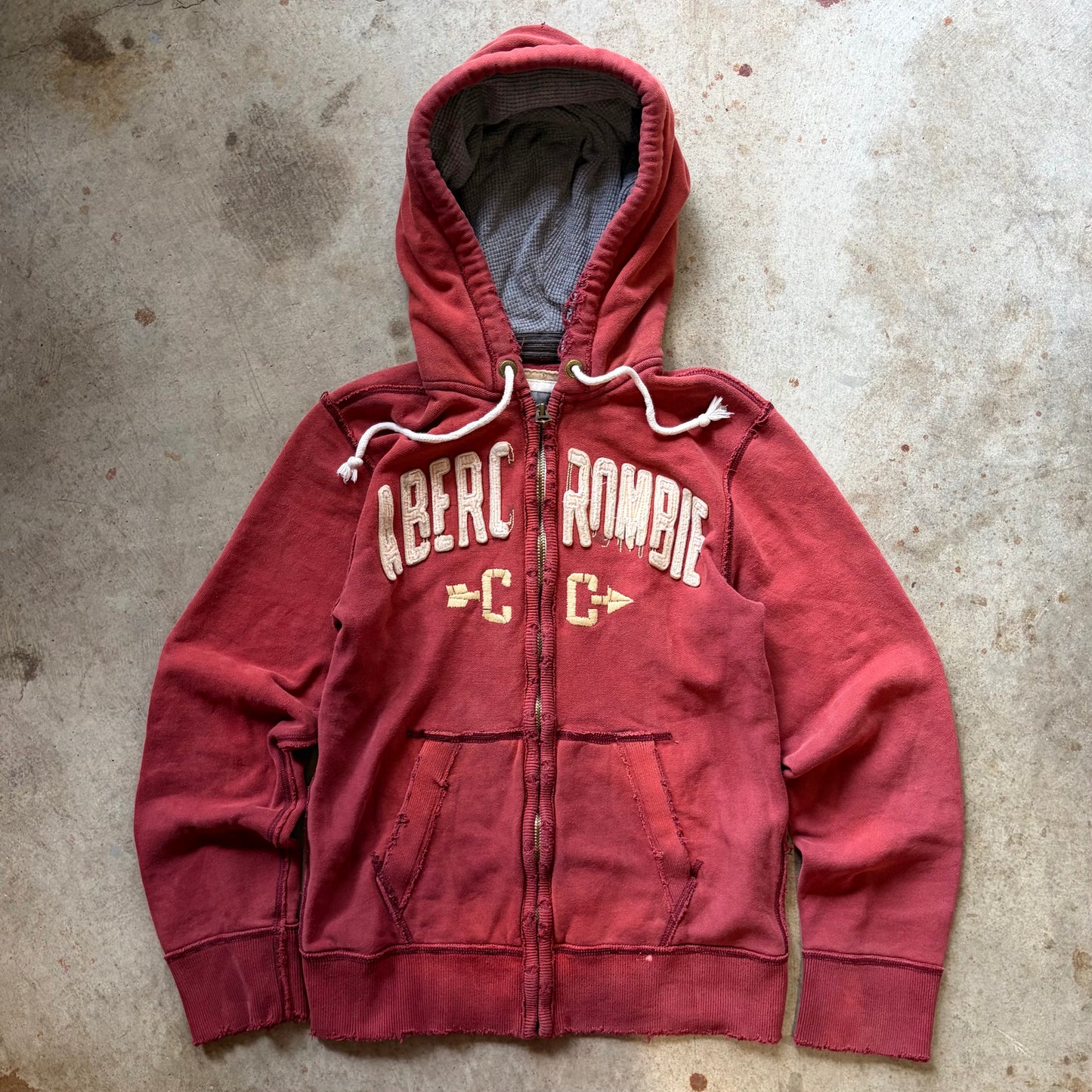 (S) Abercrombie and fitch CC distressed zip up hoodie