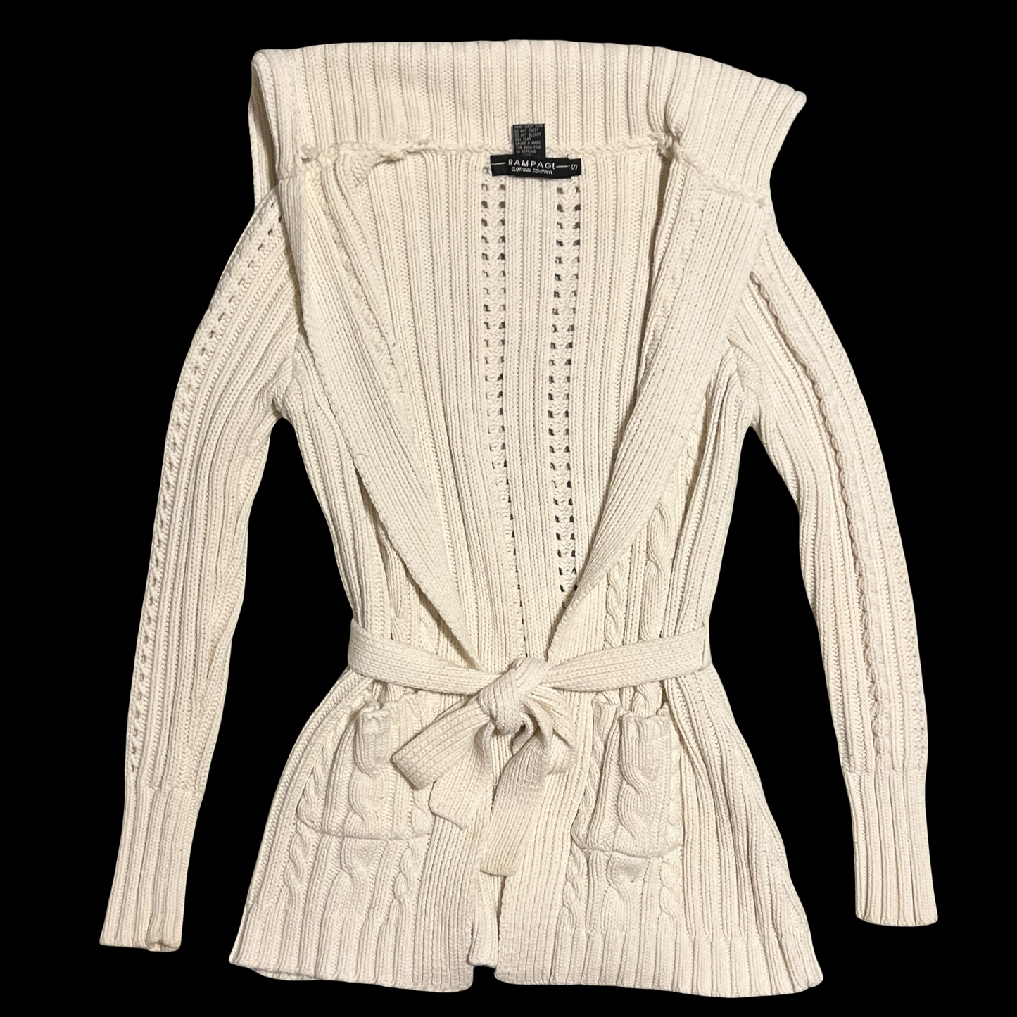 (S) rampage chunky sweater tie-up cardigan