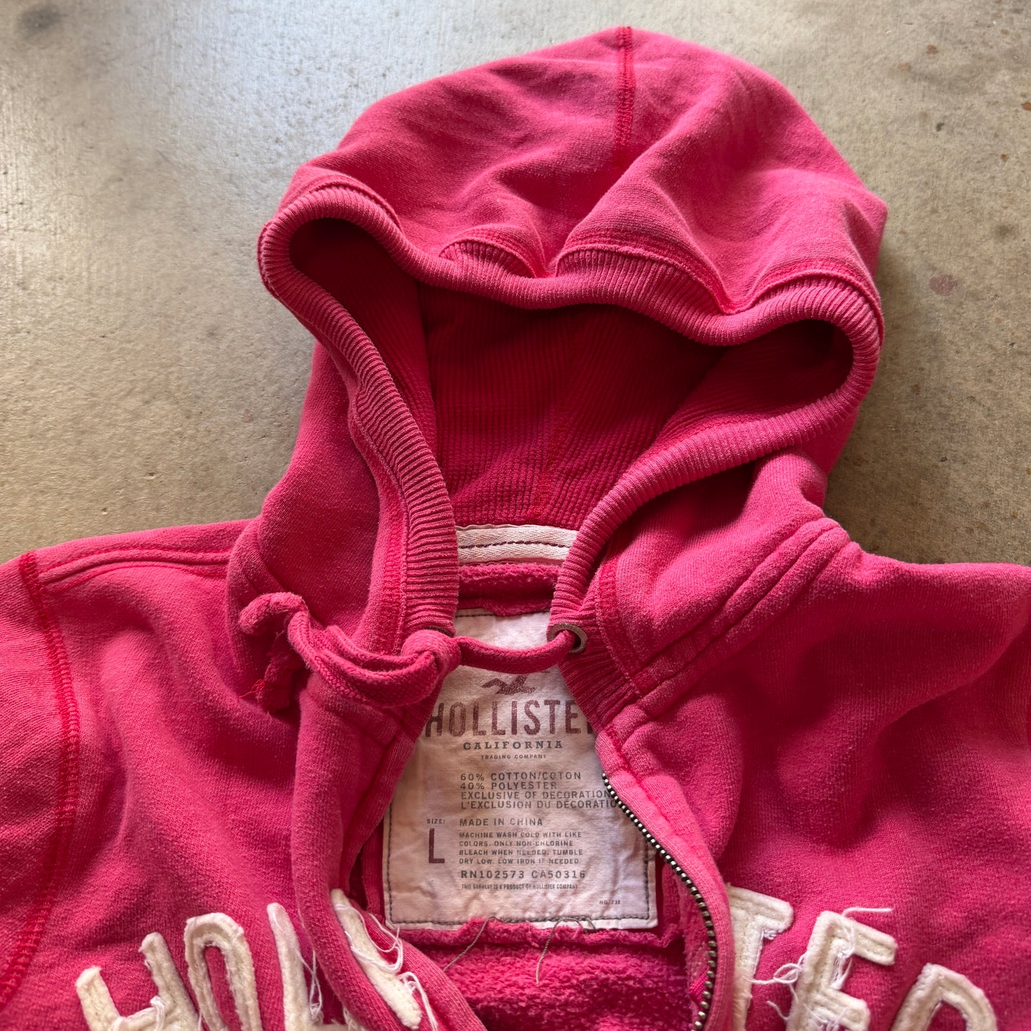 (L) ladies Hollister pink zip up