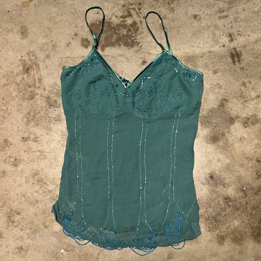 (L) Charlotte Russe semi sheer beaded top