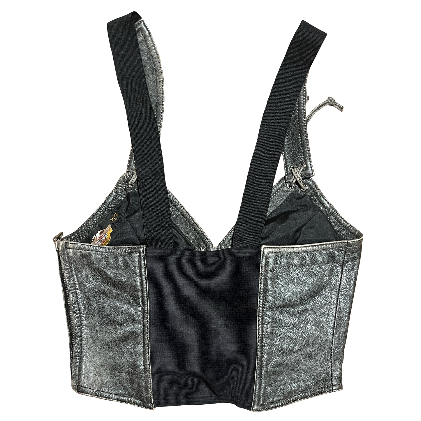 (36/8 W) harley leather vest top