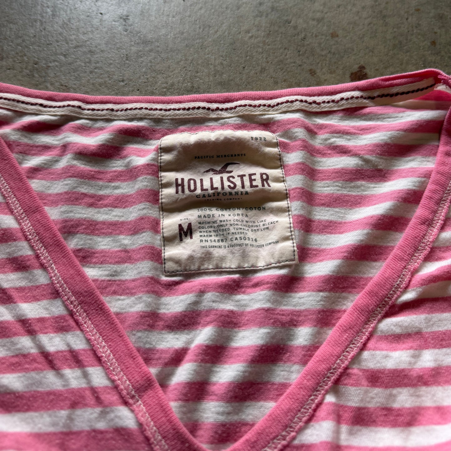(M) Hollister pink & white striped babydoll top