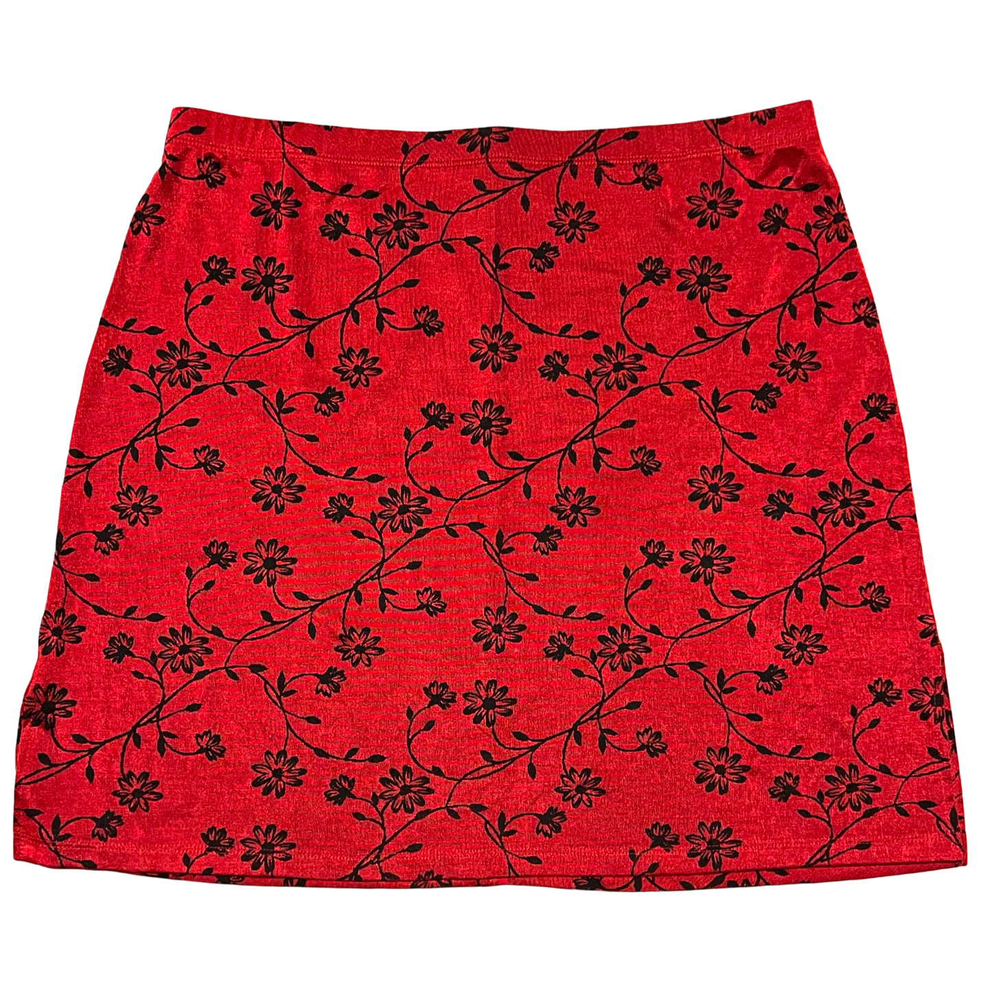 (2X) PS red & black floral midi skirt