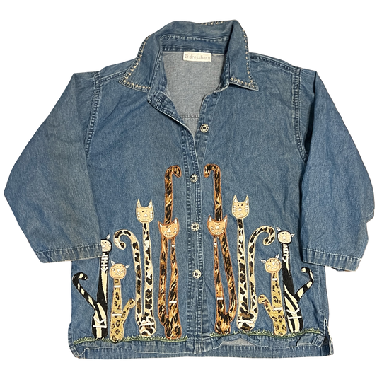 (L) dressbarn cat button up