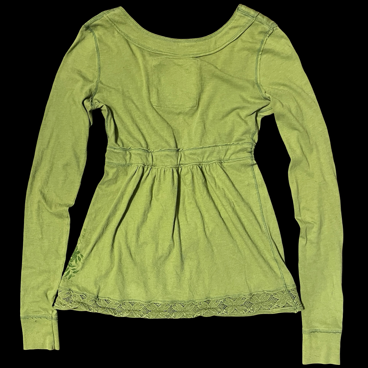 (S) abercrombie & fitch floral green babydoll long-sleeve