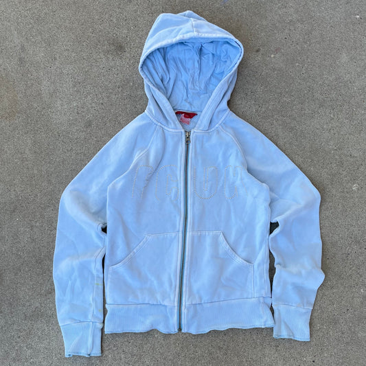 (XS) fcuk baby blue jacket
