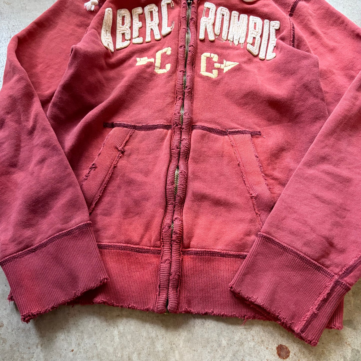 (S) Abercrombie and fitch CC distressed zip up hoodie