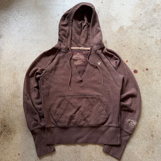 (S/P) ladies American eagle brown v neck hoodie