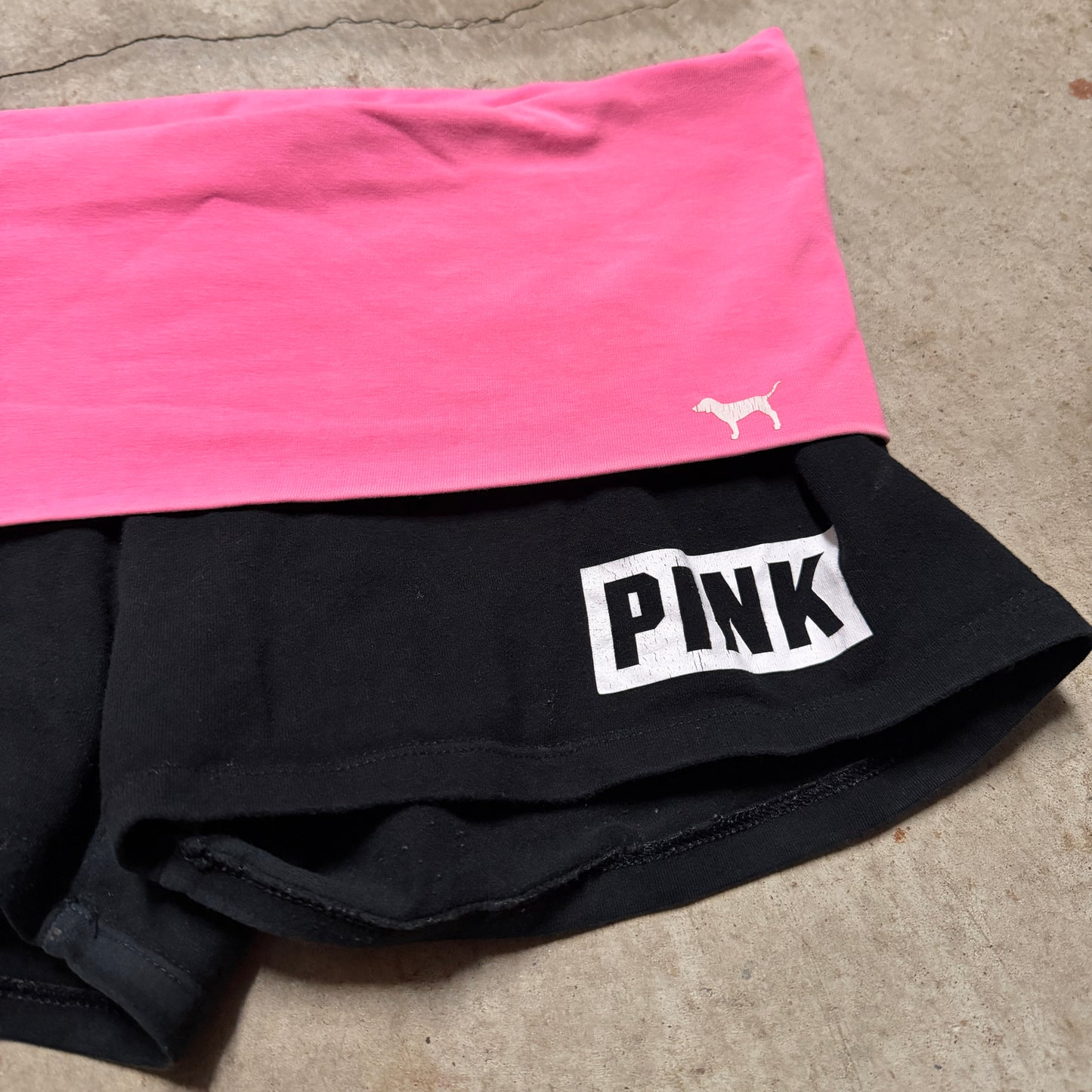 (M) ladies Victoria’s Secret pink micro mini fold over shorts