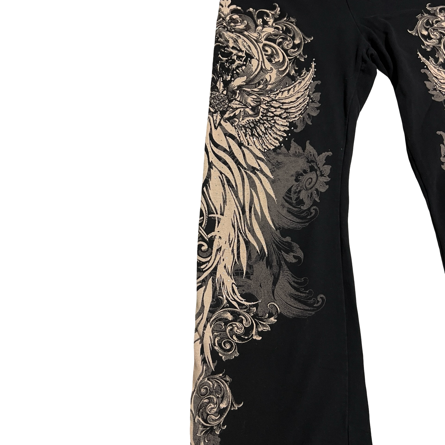 (M) los angeles bus stop y2k skull wing crest bedazzled sweatpants