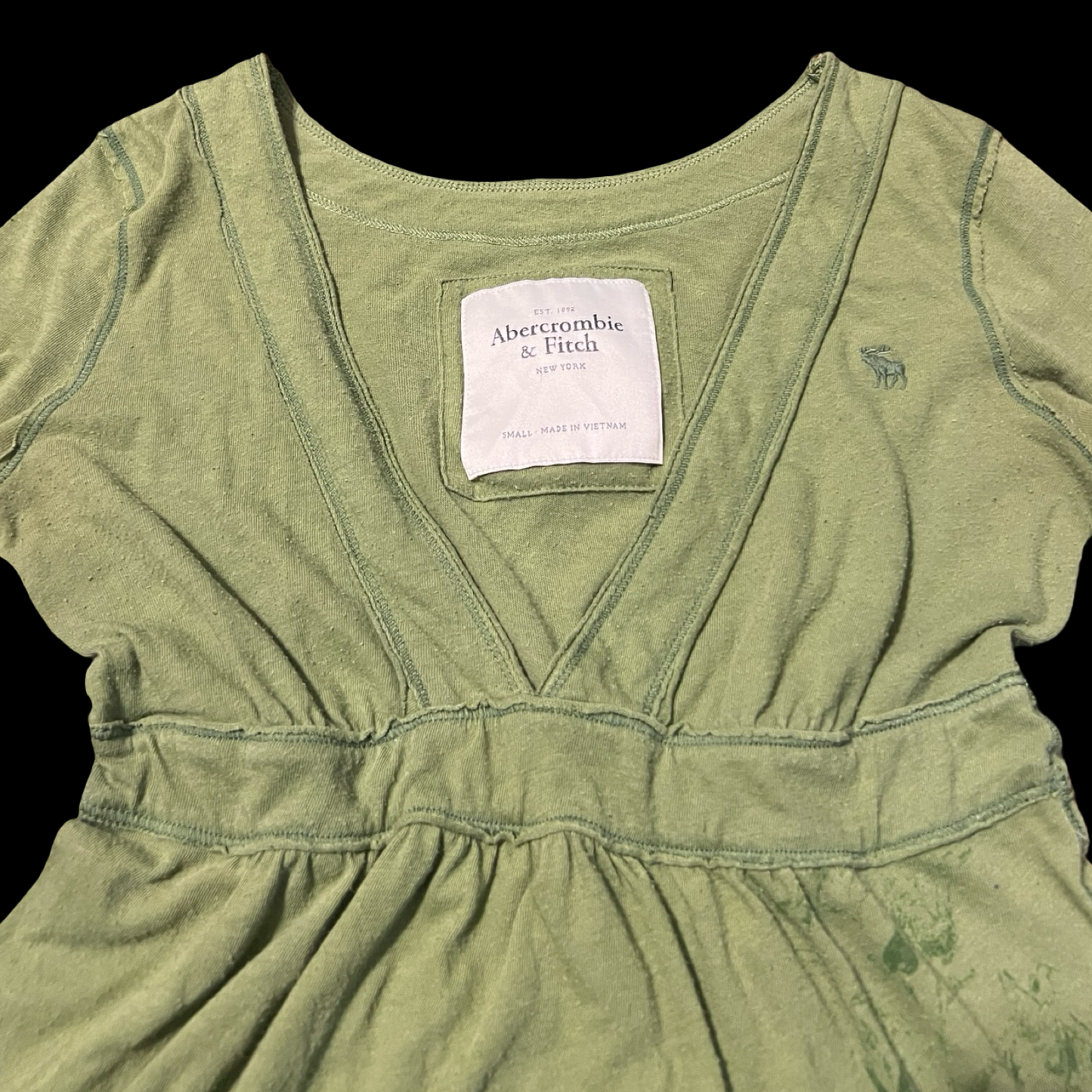 (S) abercrombie & fitch floral green babydoll long-sleeve