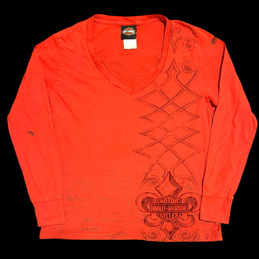 (L) harley davdison velvet crest wing long-sleeve