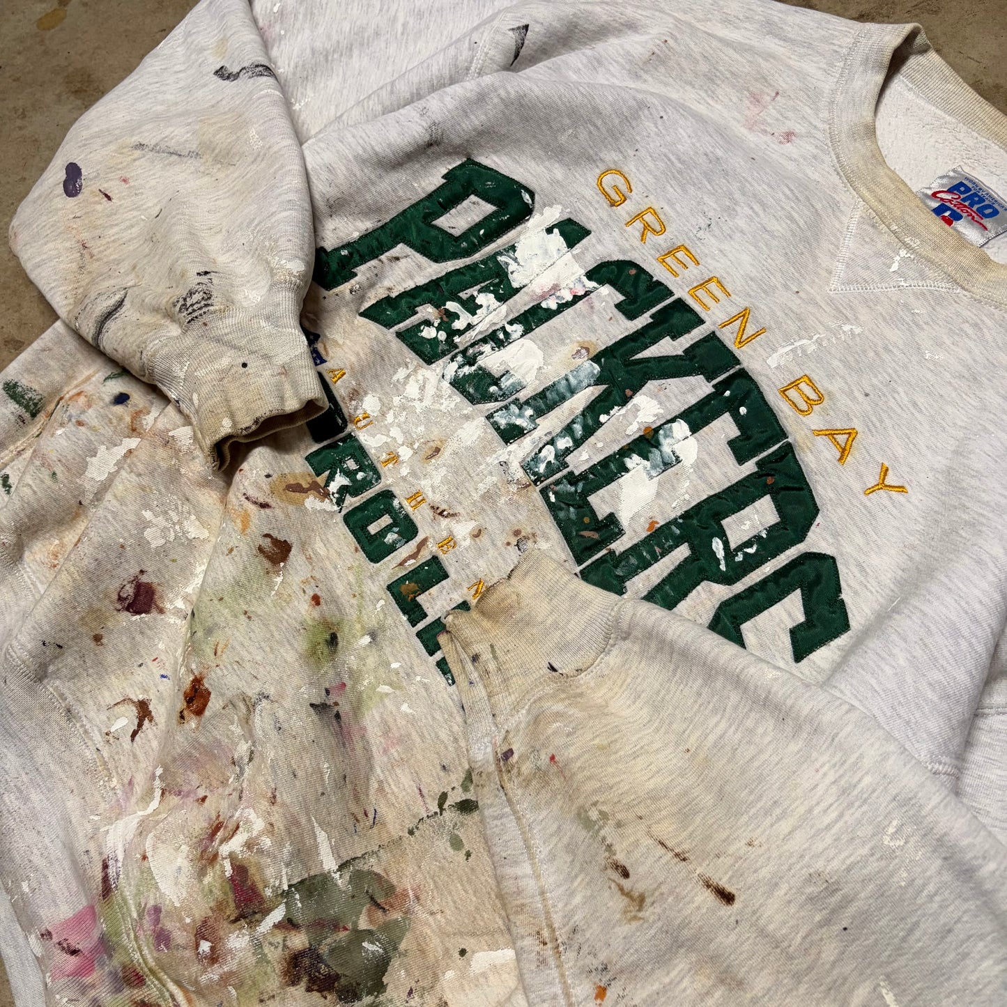 (L) Green Bay Packers painted crewneck