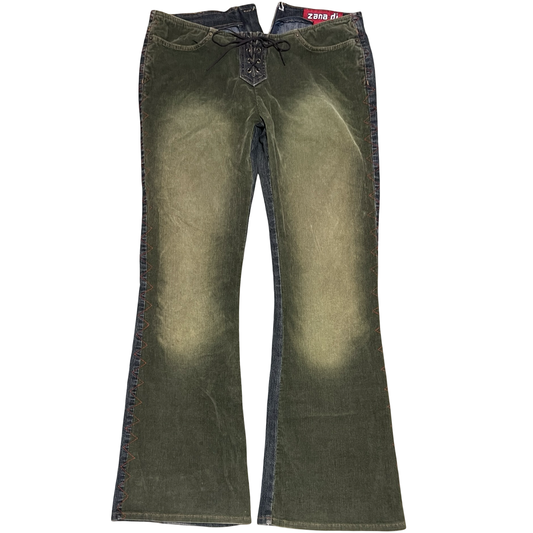 (5) zana-di green corduroy flare jeans