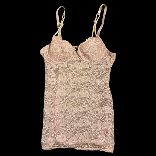 (S) rampage intimates baby pink lace top