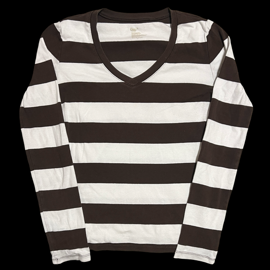 (S) gap brown striped long-sleeve