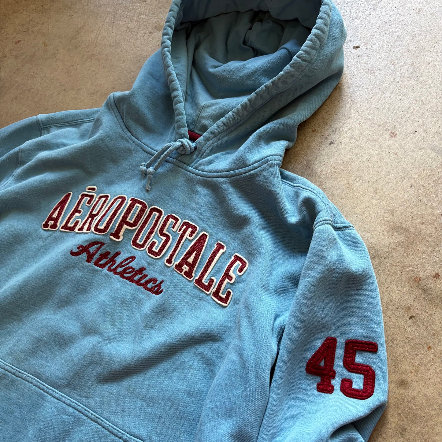 (L) Aeropostale athletics 45 baby blue hoodie