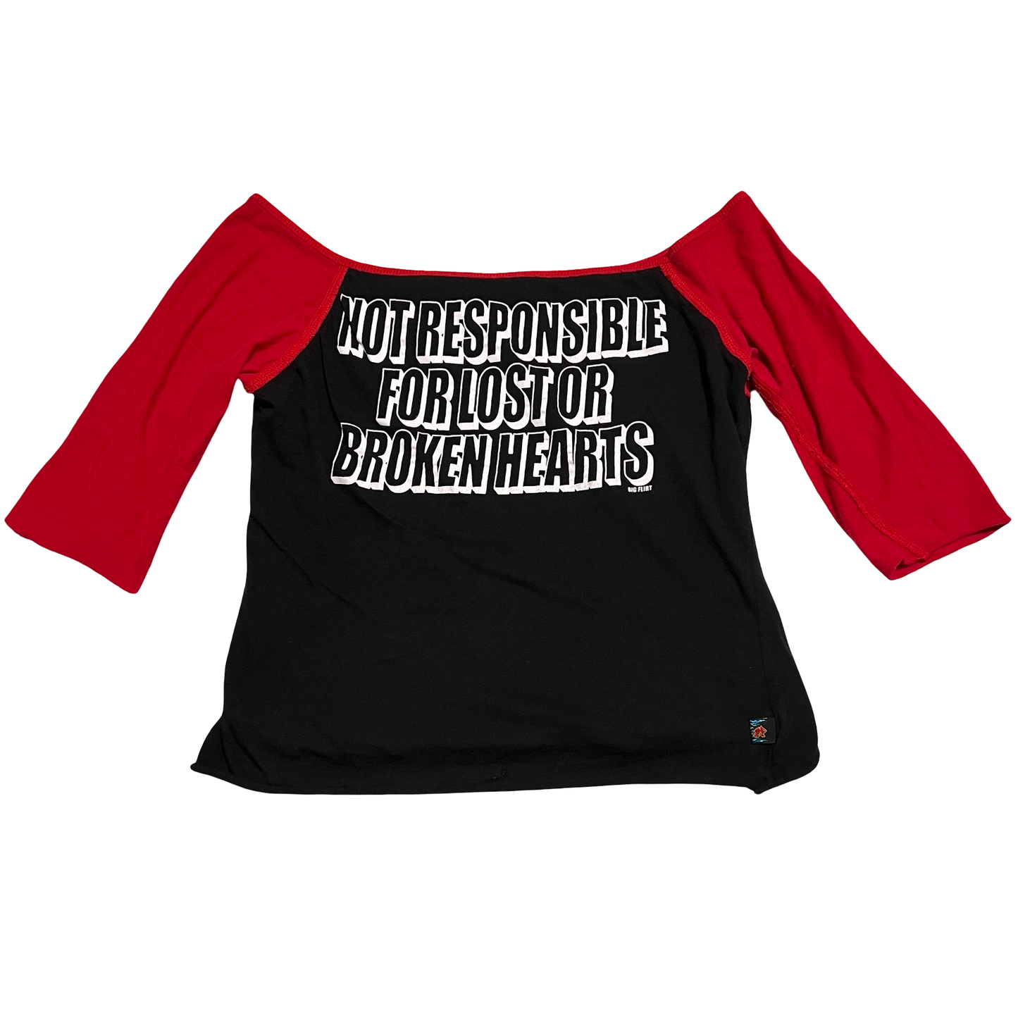 (YXL) big flirt hot stuff off the shoulder reversible baby tee