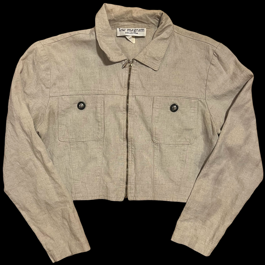 (S) lew magram collection vintage linen style cropped jacket