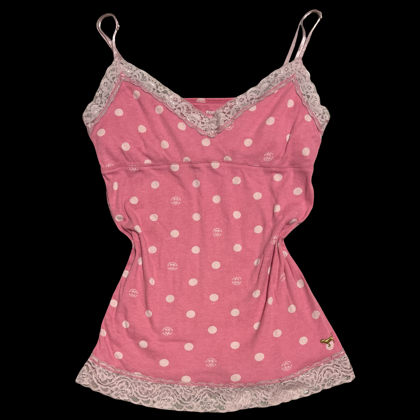 (L) victoria's secret pink polka dot tank top