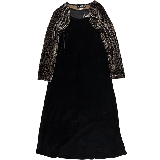 (M) all that jazz velvet cheetah cover up midi dress