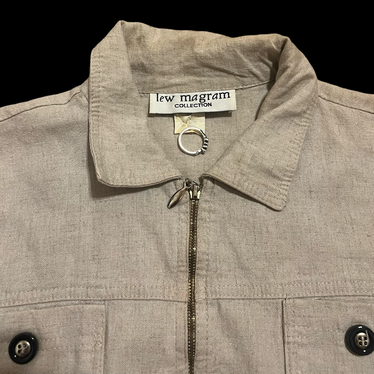 (S) lew magram collection vintage linen style cropped jacket