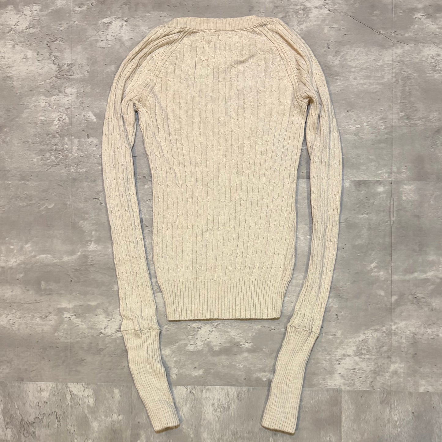 (S) ladies American eagle cream cable knit sweater long sleeve