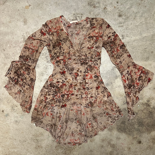 (L) forever 21 mesh bell long sleeve top