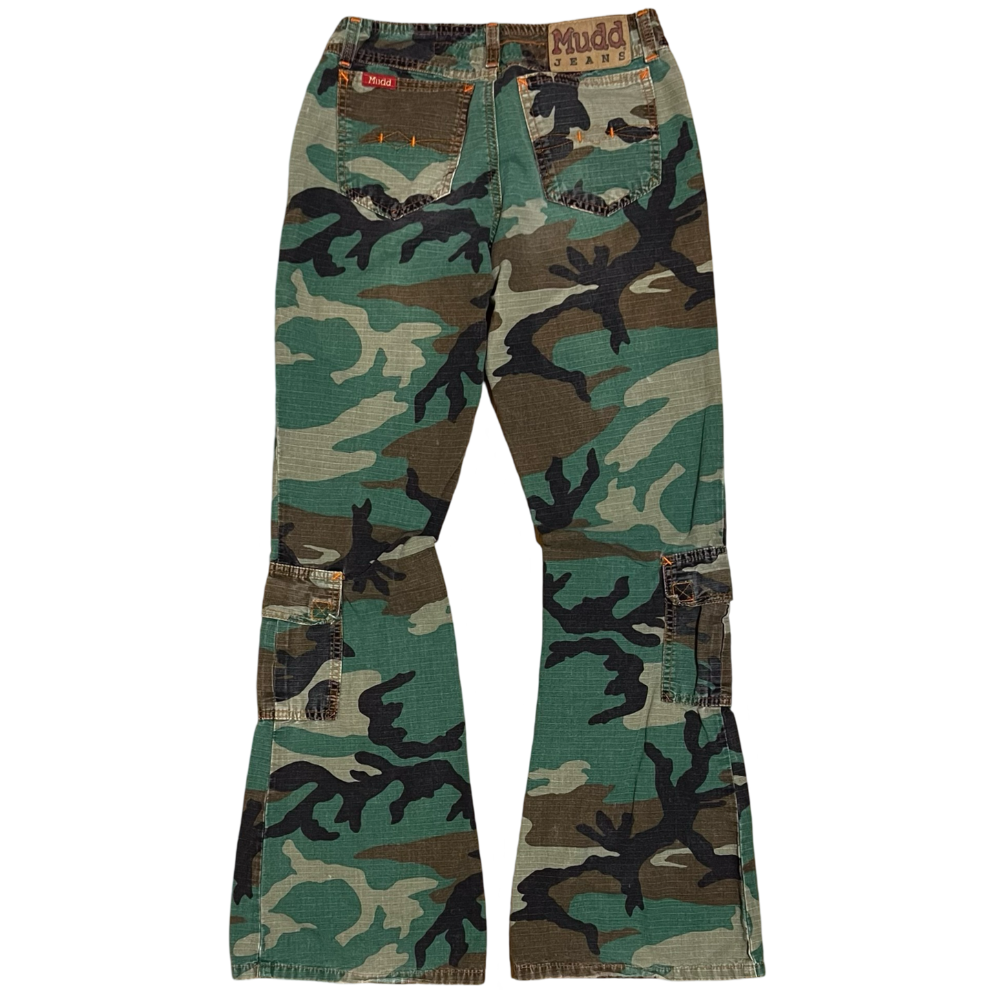 (3) mudd jeans camo flare pants