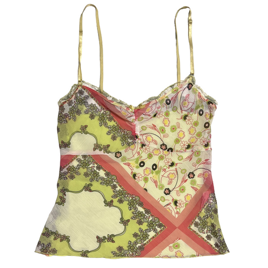 (usa S) axara semi sheer floral tank