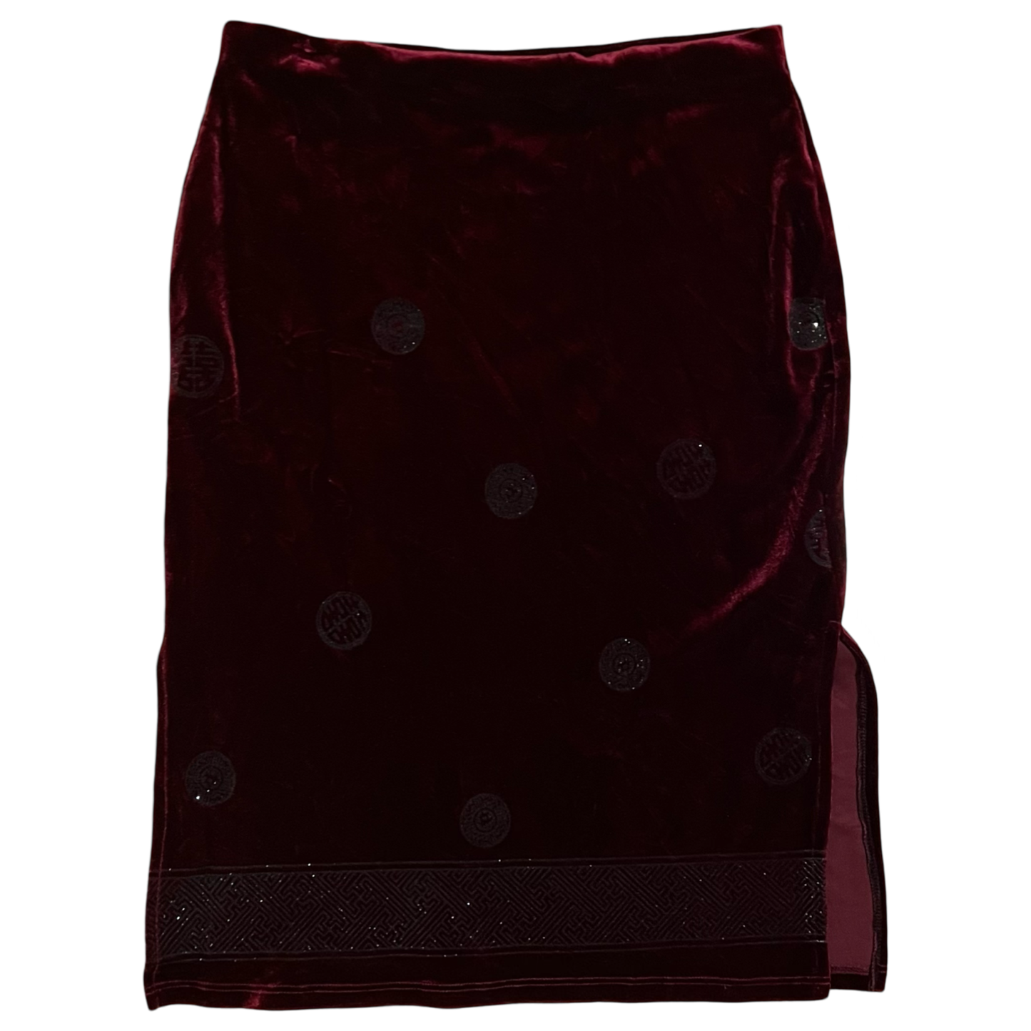 (S) red velvet skirt set