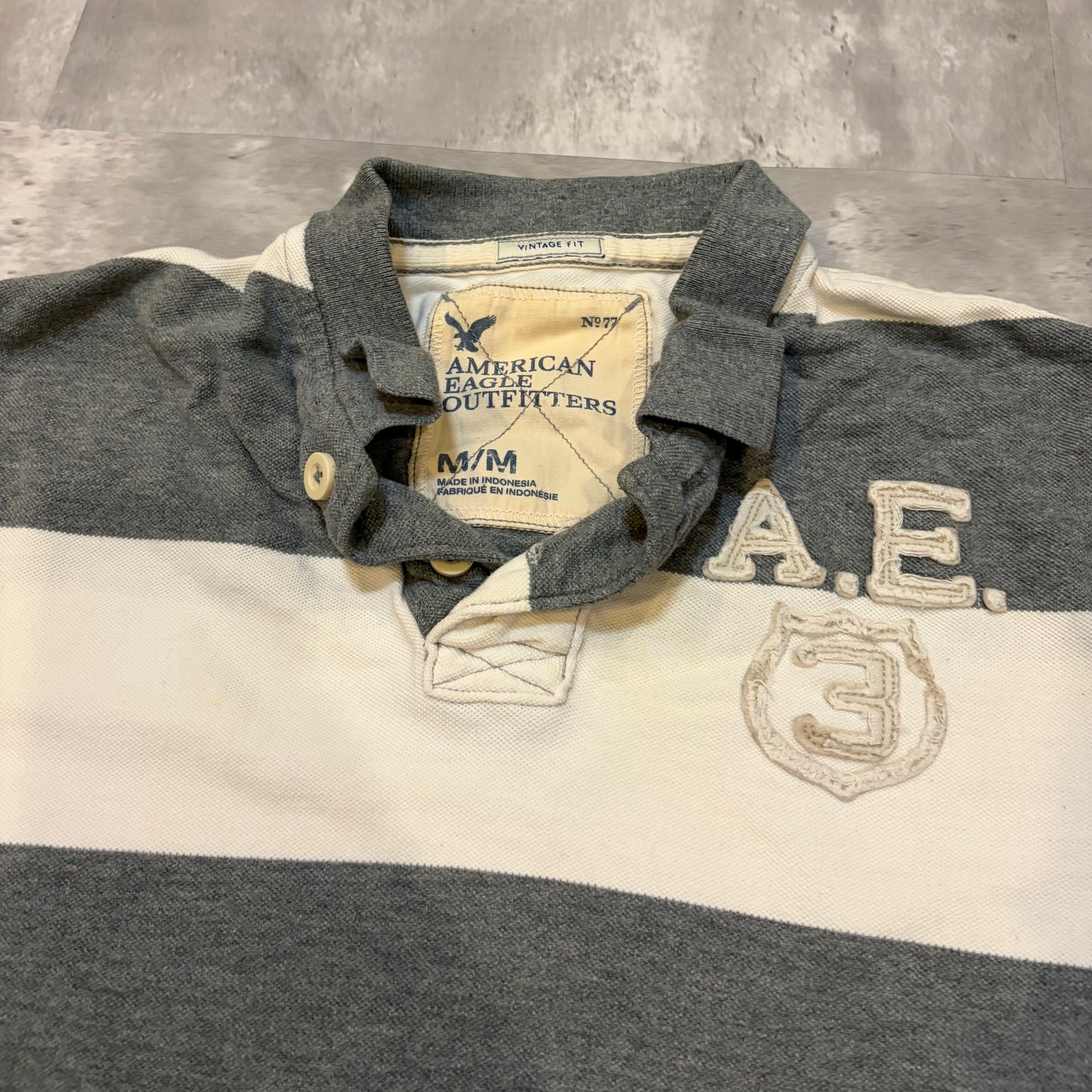 (M) American eagle 3 striped polo tee
