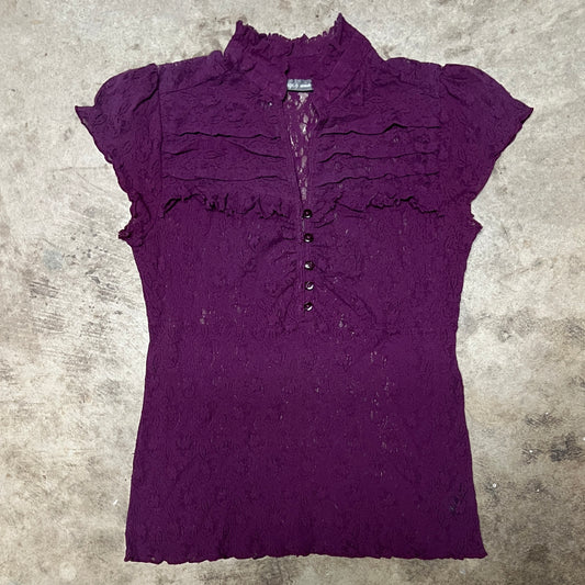 (M) apt 9 purple sheerlace top